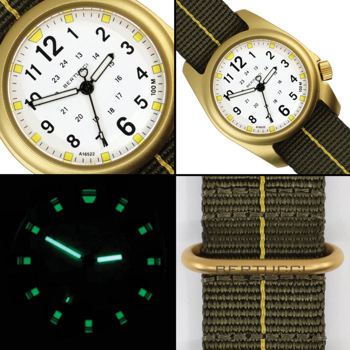 Bertucci #16301 A-2A Golden Field White Defender Olive Gold Pro-Line Nylon Band angled shot picture