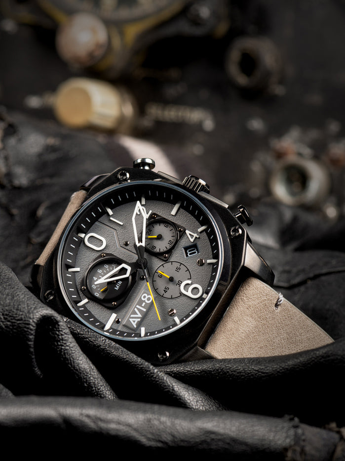 Hawker Hunter Retrograde Chronograph Sea Gray angled shot picture