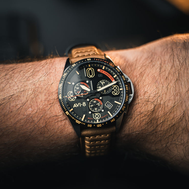 AVI-8 P-51 Mustang Blakeslee Chronograph Bronze Oak | Watches.com