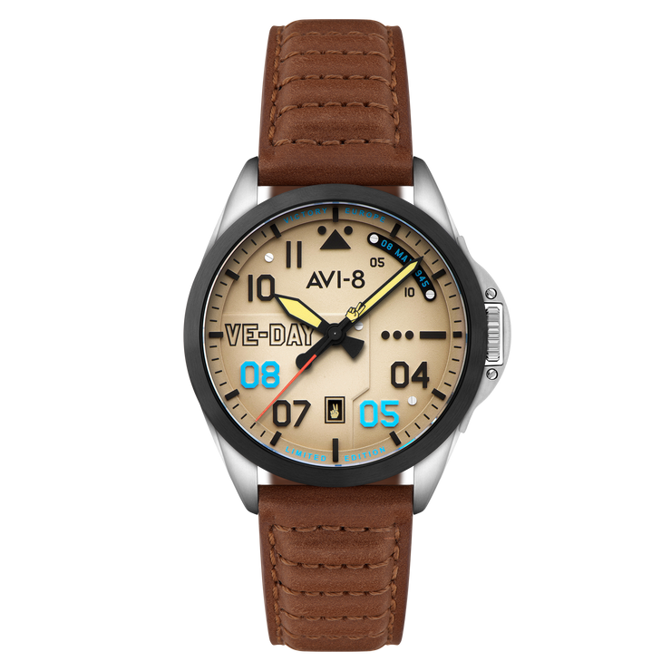 AVI-8 P-51 Mustang Patriot Automatic VE-Day 80th Limited Edition Victory Cream