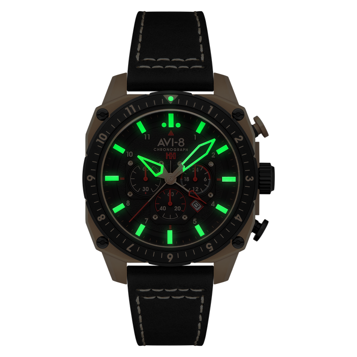 Hawker Hunter Atlas Dual Time Chronograph Jet Black angled shot picture