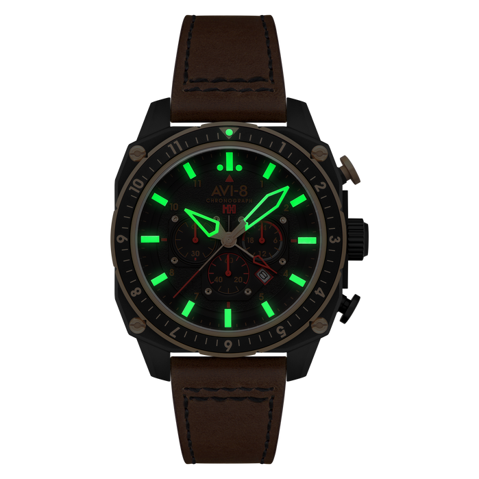 Hawker Hunter Atlas Dual Time Chronograph Jade Black angled shot picture