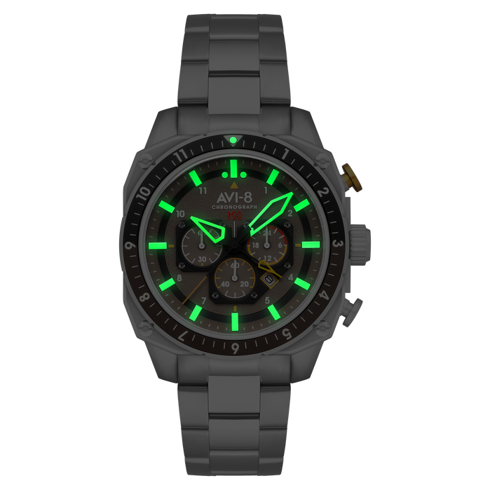 Hawker Hunter Atlas Dual Time Chronograph Shadow Grey angled shot picture