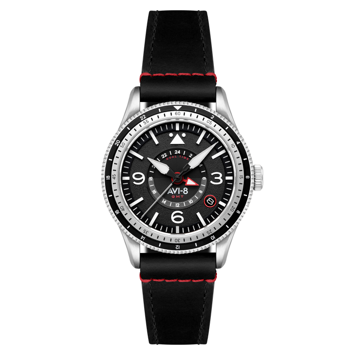 AVI-8 Flyboy Airmaster GMT Automatic Engine Black angled shot picture
