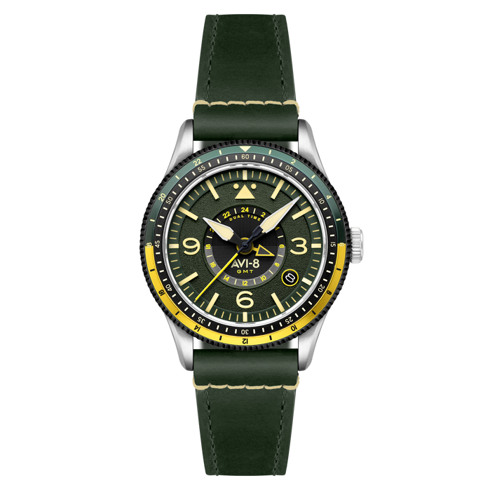 AVI-8 Flyboy Airmaster GMT Automatic Fuselage Green angled shot picture
