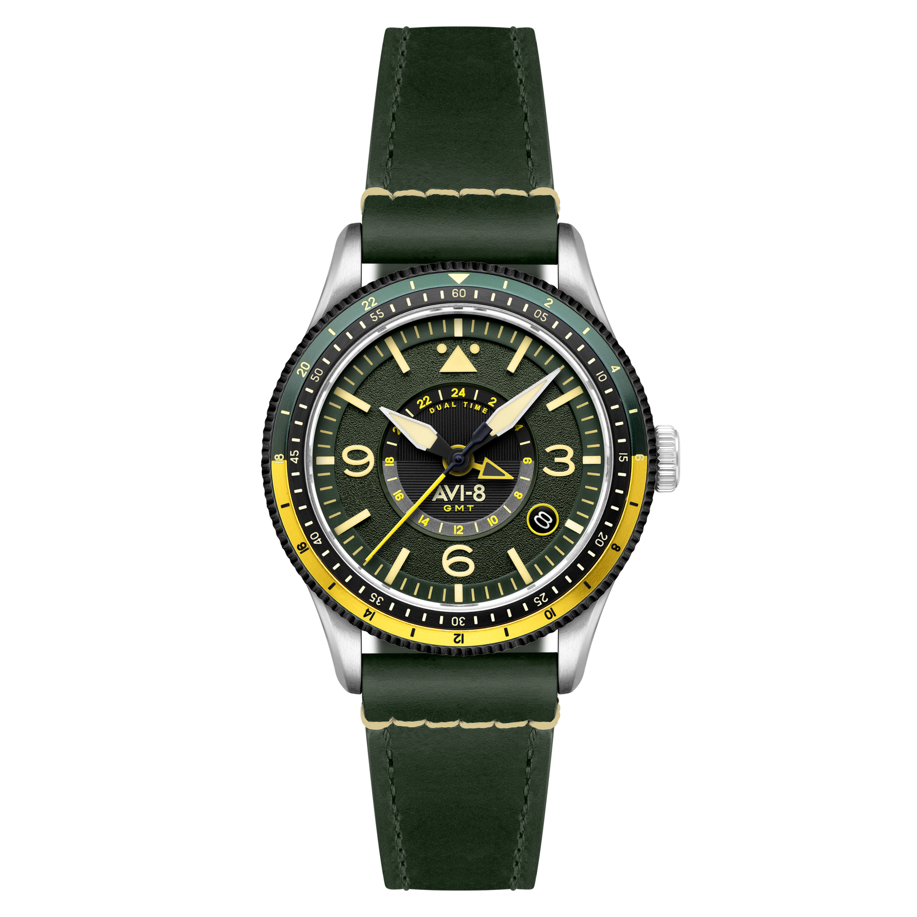 AVI-8 Flyboy Airmaster GMT Automatic Fuselage Green | Watches.com