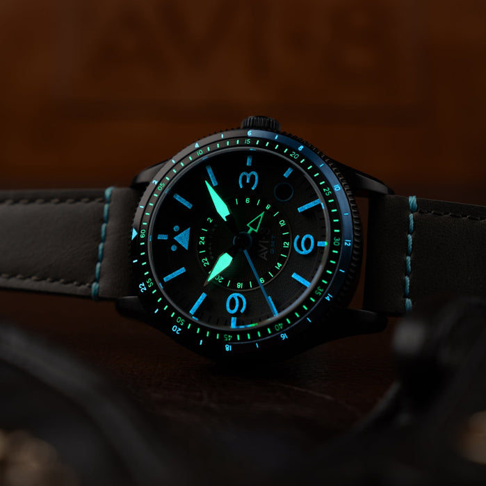 AVI-8 Flyboy Airmaster GMT Automatic Rubber Black angled shot picture