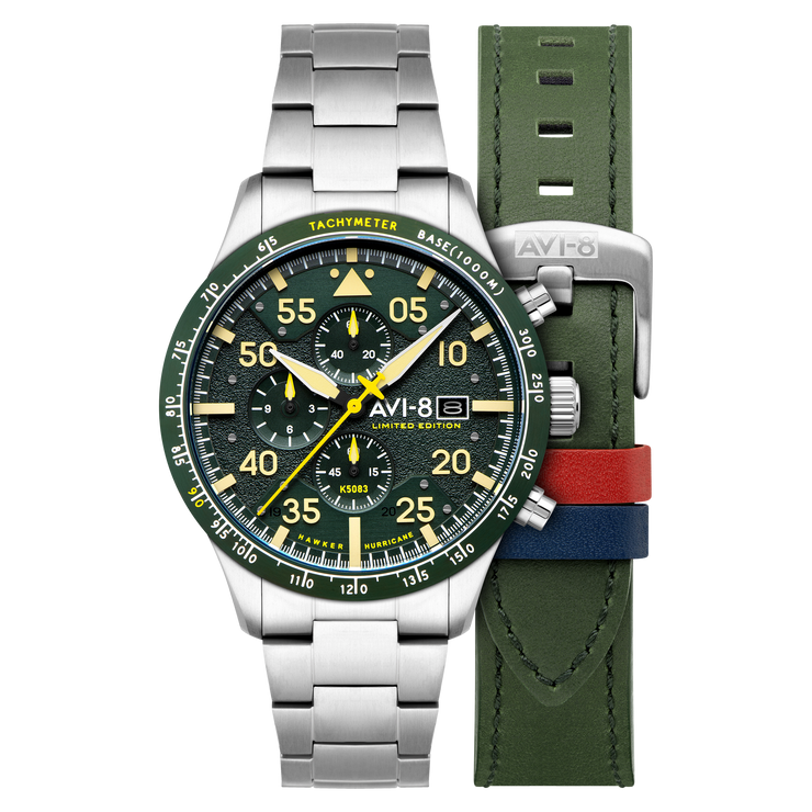 AVI-8 Hawker Hurricane 90th Anniversary Chronograph Limited Edition Tarmac Green