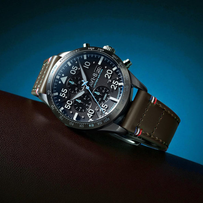 AVI-8 Hawker Hurricane 90th Anniversary Chronograph Limited Edition Hangar Grey angled shot picture
