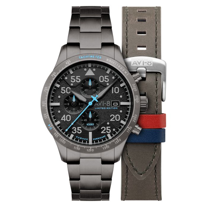 AVI-8 Hawker Hurricane 90th Anniversary Chronograph Limited Edition Hangar Grey* angled shot picture