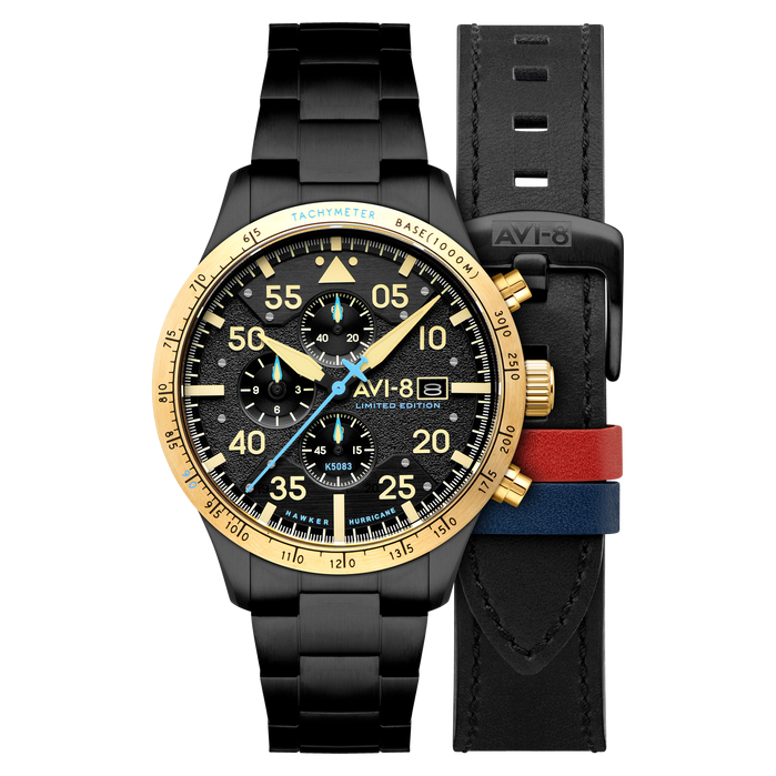 AVI-8 Hawker Hurricane 90th Anniversary Chronograph Limited Edition Altitude Black angled shot picture