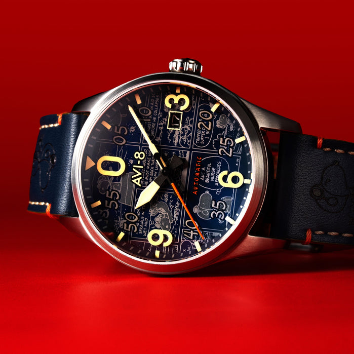 AVI-8 Spitfire Smith Automatic Peanuts Snoopy Flying Ace Limited Edition Beagle Blue angled shot picture