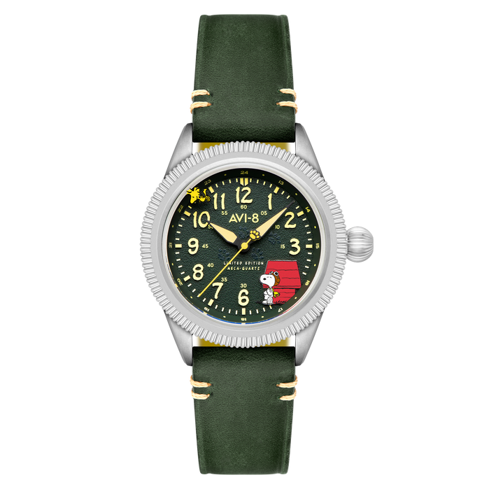 AVI-8 Flyboy Airmaster 40 Peanuts Snoopy Flying Ace Limited Edition Doghouse Green angled shot picture