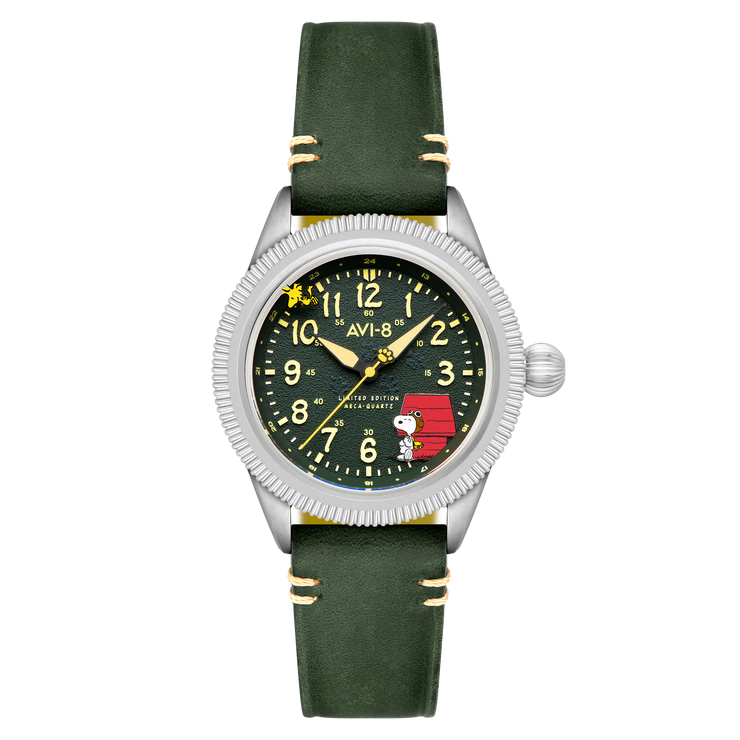 AVI-8 Flyboy Airmaster 40 Peanuts Snoopy Flying Ace Limited Edition Doghouse Green