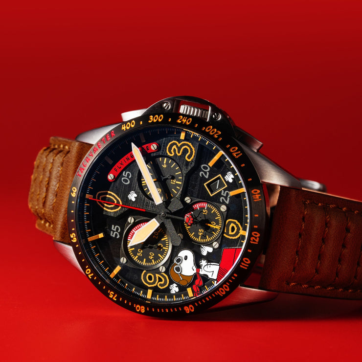 AVI-8 P-51 Mustang Blakeslee Chrono Peanuts Snoopy Flying Ace Limited Edition Biplane Brown