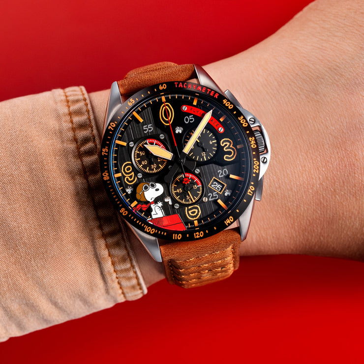 AVI-8 P-51 Mustang Blakeslee Chrono Peanuts Snoopy Flying Ace Limited Edition Biplane Brown