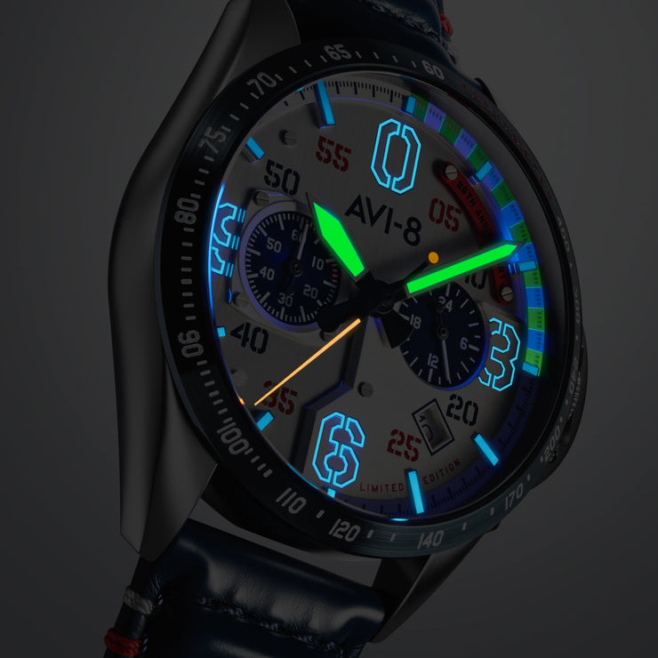 AVI-8 P-51 Mustang Kindelberger Chronograph 85th Anniversary Limited Edition Slipstream Silver