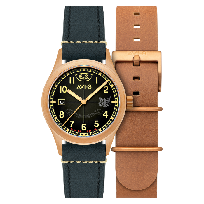 AVI-8 Flyboy Eagle Squadron Automatic Bronze 85th Gravesend Limited Edition angled shot picture