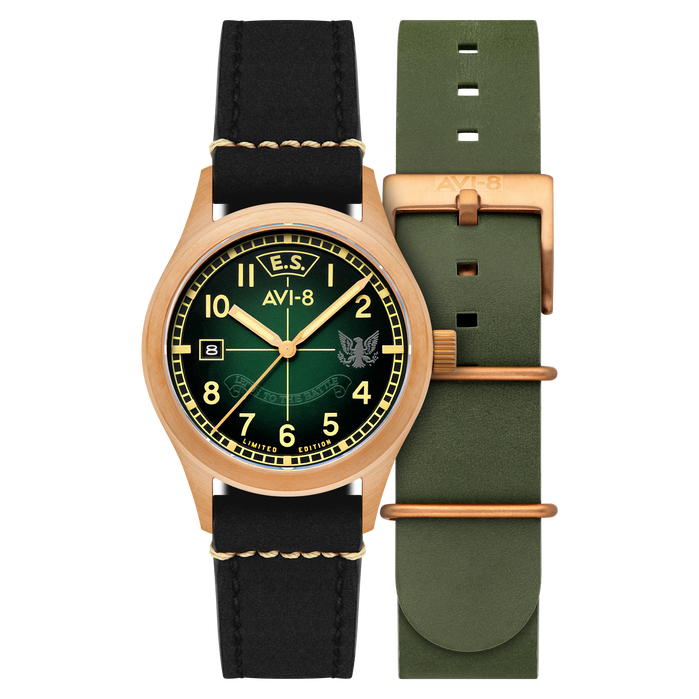 AVI-8 Flyboy Eagle Squadron Automatic Bronze 85th Coltishall Limited Edition angled shot picture