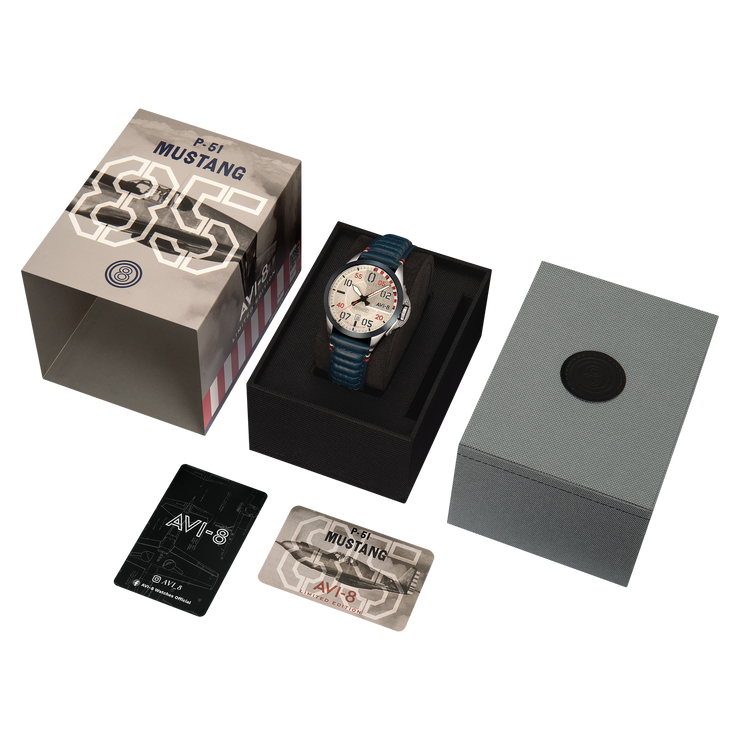 AVI-8 P-51 Mustang Hitchcock Automatic 85th Anniversary Limited Edition Steel Ascent