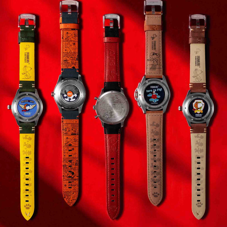 P-51 Mustang Blakeslee Chronograph Peanuts Snoopy Flying Ace Biplane Brown Limited Edition