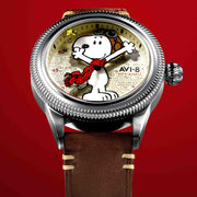 AVI-8 Flyboy Airmaster 40 Meca-Quartz Peanuts Snoopy Flying Ace Camel Brown Limited Edition