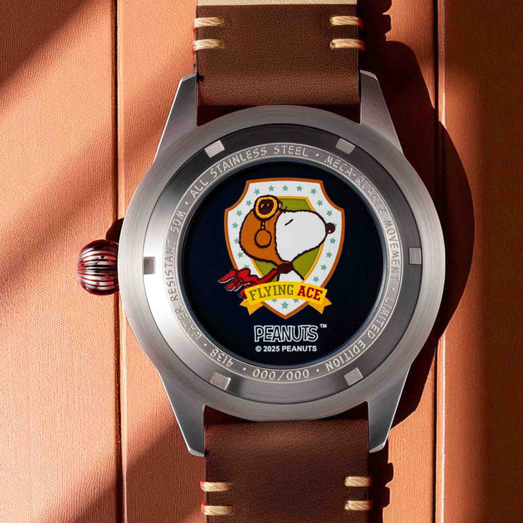 AVI-8 Flyboy Airmaster 40 Meca-Quartz Peanuts Snoopy Flying Ace Camel Brown Limited Edition