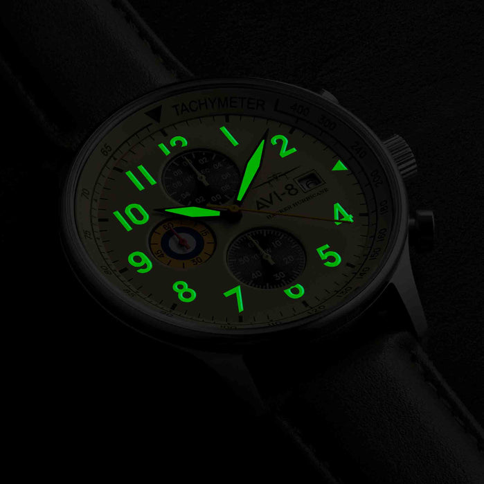 AVI-8 Hawker Hurricane Classic Chronograph Khaki Green angled shot picture