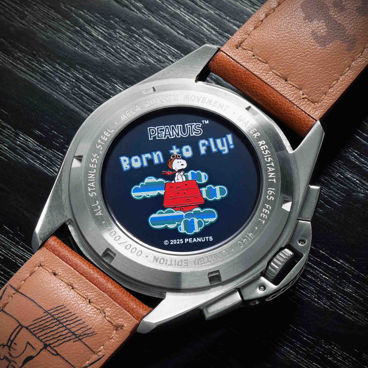 P-51 Mustang Blakeslee Chronograph Peanuts Snoopy Flying Ace Biplane Brown Limited Edition