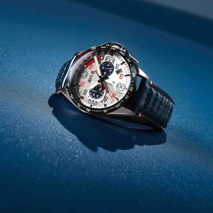 AVI-8 P-51 Mustang Kindelberger Chronograph 85th Anniversary Slipstream Silver Limited Edition