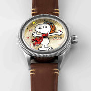 AVI-8 Flyboy Airmaster 40 Meca-Quartz Peanuts Snoopy Flying Ace Camel Brown Limited Edition