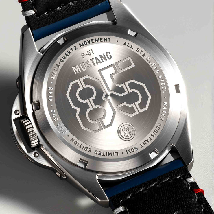 AVI-8 P-51 Mustang Kindelberger Chronograph 85th Anniversary Slipstream Silver Limited Edition