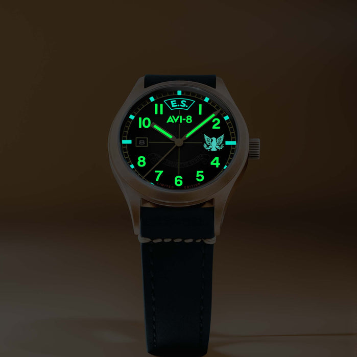 AVI-8 Flyboy Eagle Squadron Automatic Bronze 85th Gravesend Limited Edition angled shot picture