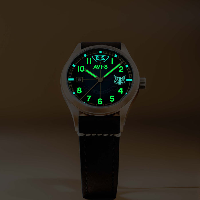 AVI-8 Flyboy Eagle Squadron Automatic Bronze 85th Southend Limited Edition angled shot picture