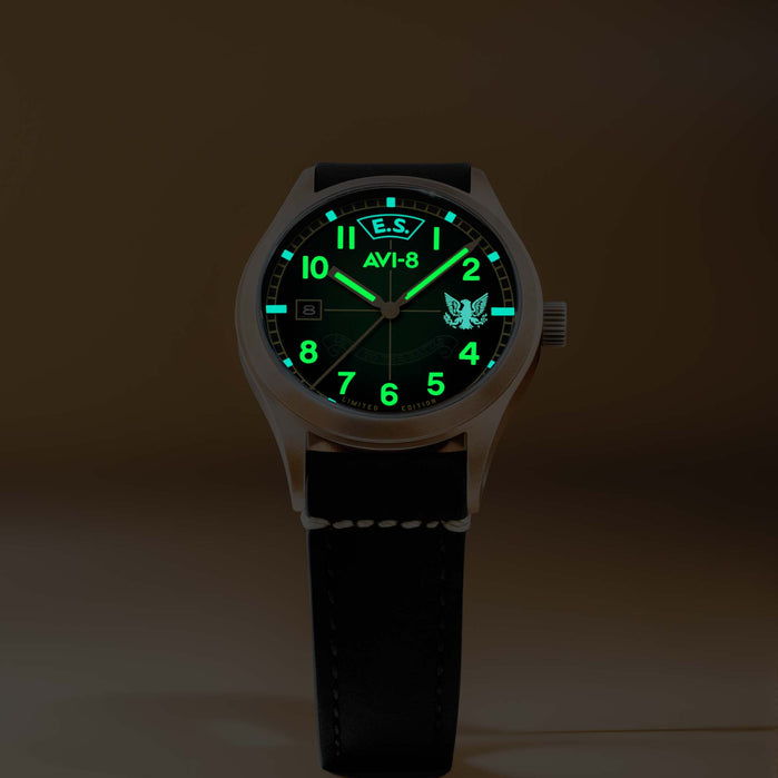 AVI-8 Flyboy Eagle Squadron Automatic Bronze 85th Coltishall Limited Edition angled shot picture