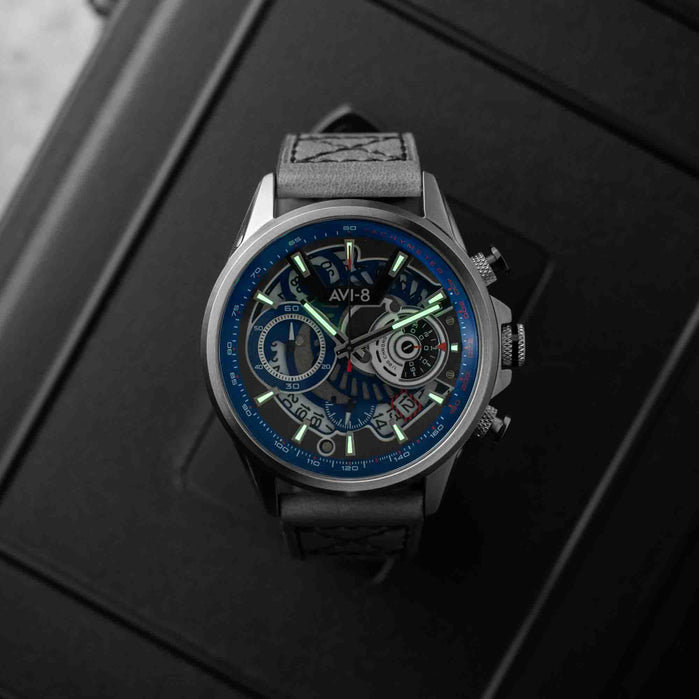 AVI-8 Hawker Harrier Matador Chronograph Slate Blue angled shot picture