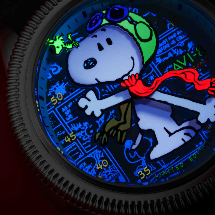 AVI-8 Flyboy Airmaster 40 Meca-Quartz Peanuts Snoopy Flying Ace Camel Brown Limited Edition