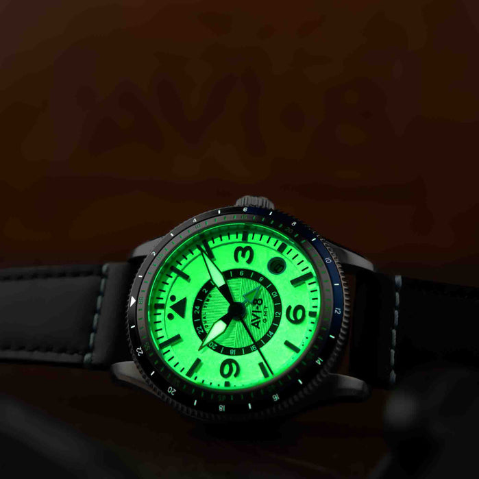 AVI-8 Flyboy Airmaster GMT Automatic Wing Silver angled shot picture