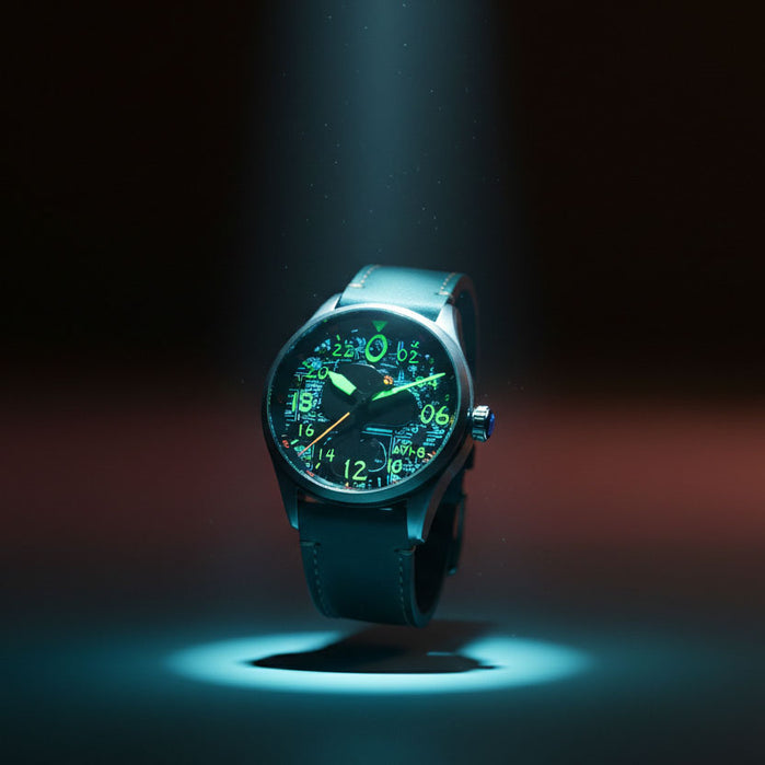 AVI-8 Spitfire Peanuts Snoopy Flying Ace 24 Hour Automatic Limited Edition Azure Blue angled shot picture