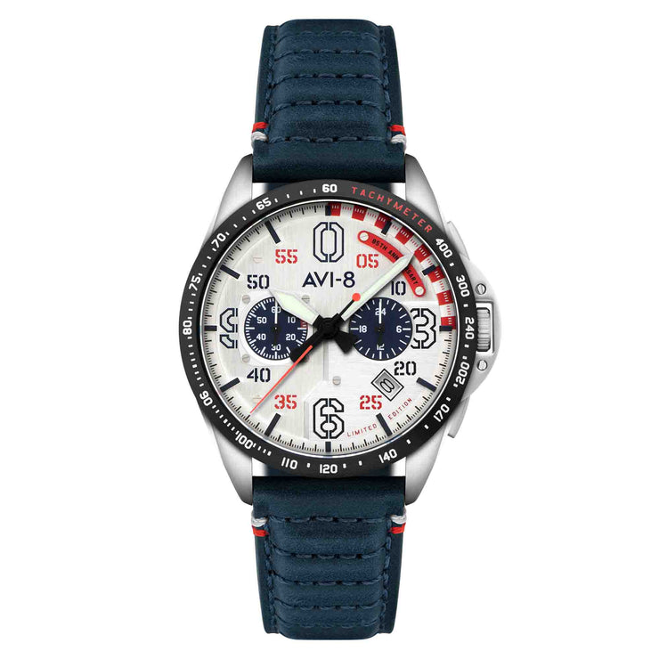 AVI-8 P-51 Mustang Kindelberger Chronograph 85th Anniversary Slipstream Silver Limited Edition