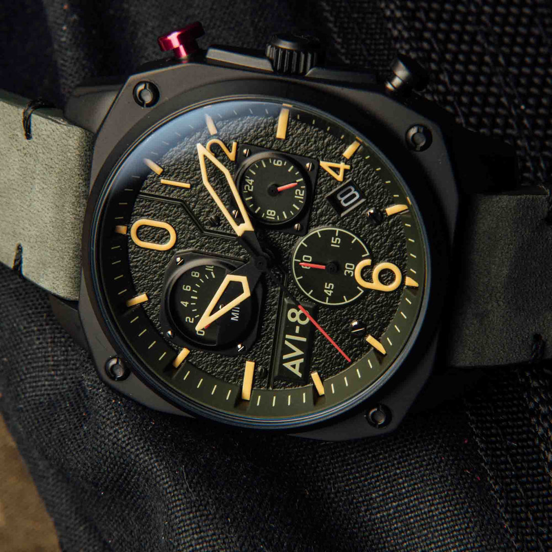 AVI-8 Hawker Hunter Retrograde Chronograph Deep Green Black
