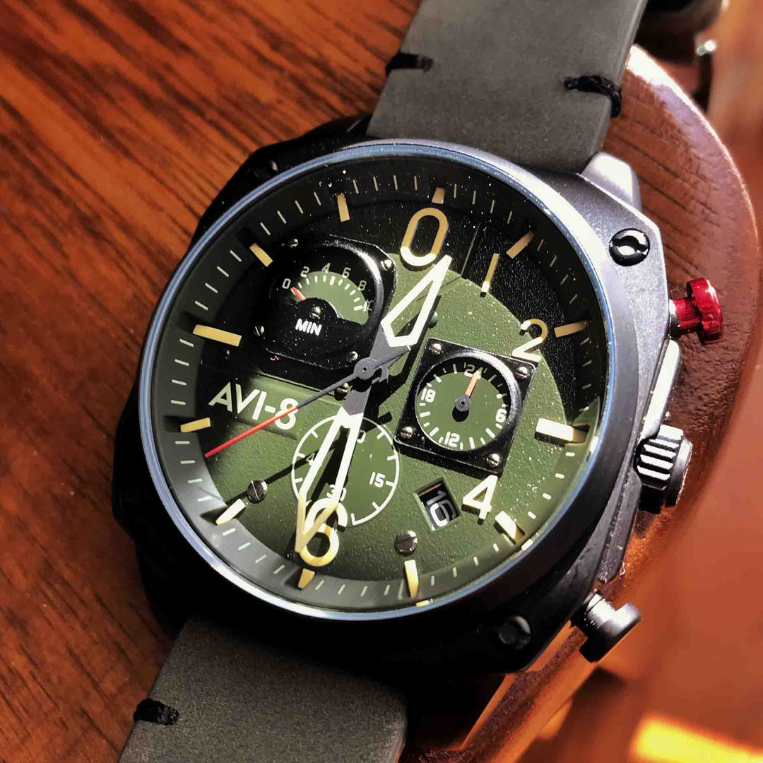 AVI-8 Hawker Hunter Retrograde Chronograph Deep Green Black