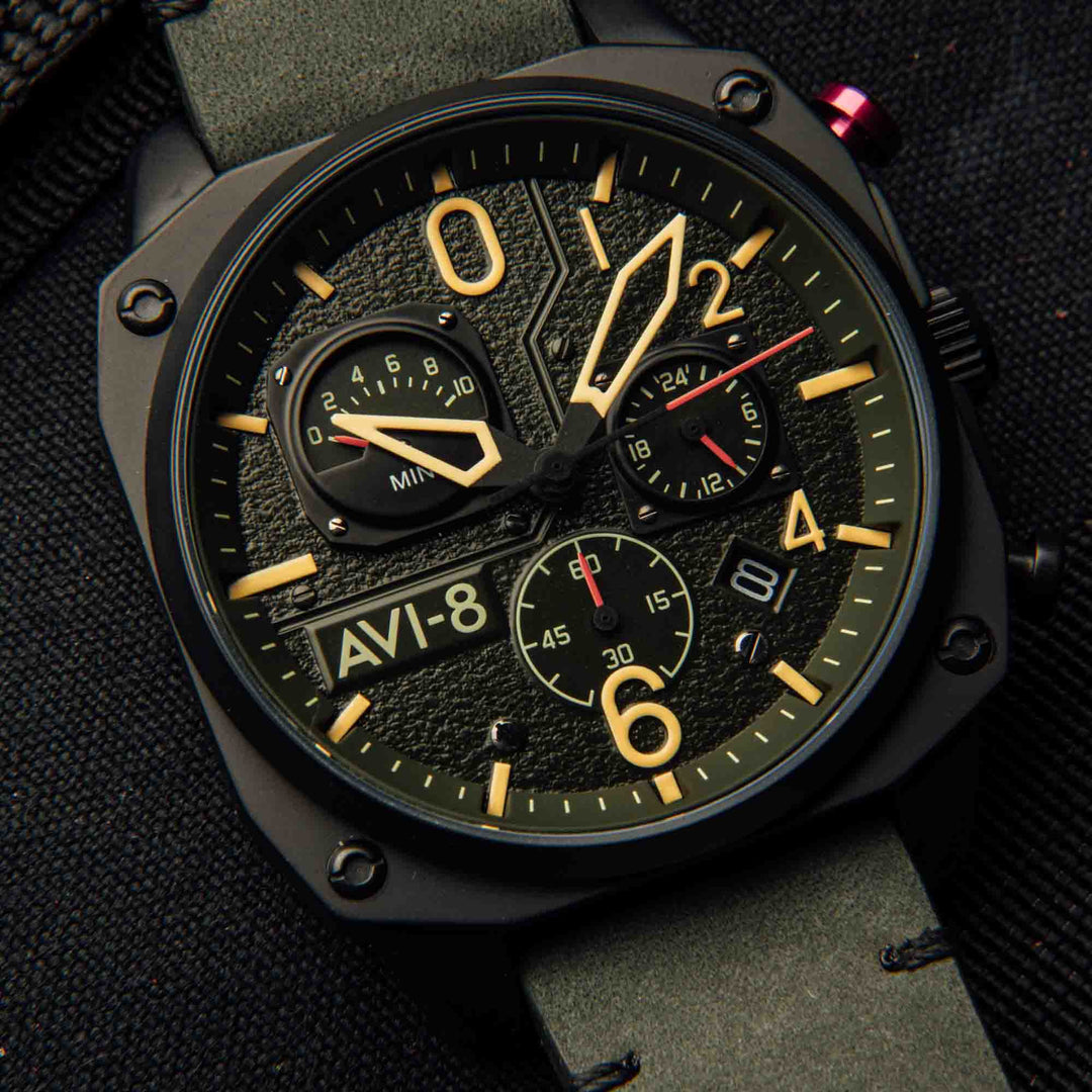 AVI-8 Hawker Hunter Retrograde Chronograph Deep Green Black