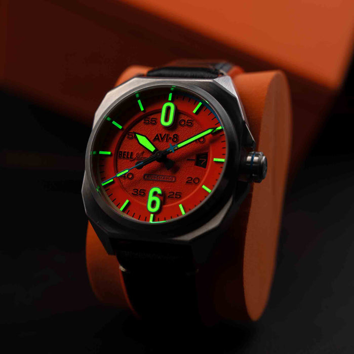 AVI-8 Bell X-1 Machbuster Automatic Retro Orange angled shot picture