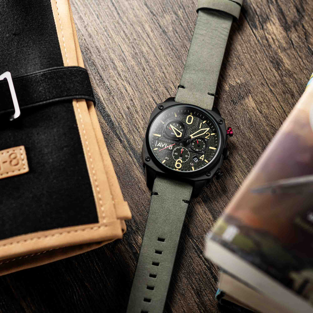 AVI-8 Hawker Hunter Retrograde Chronograph Deep Green Black