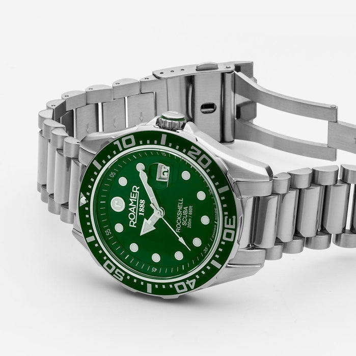 Roamer Rockshell Mark III Scuba Automatic Green SS angled shot picture