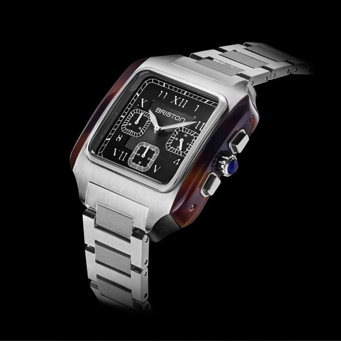 Briston Streamliner Kennedy Chronograph 38mm Black Steel angled shot picture