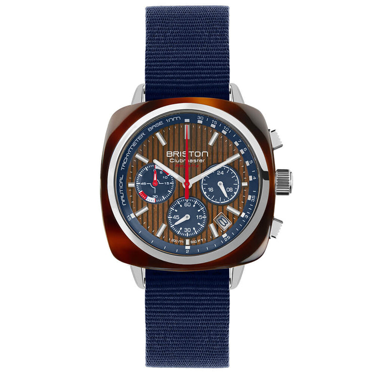Briston Clubmaster Regatta Chronograph Walnut Blue 262142.SA.T.15W