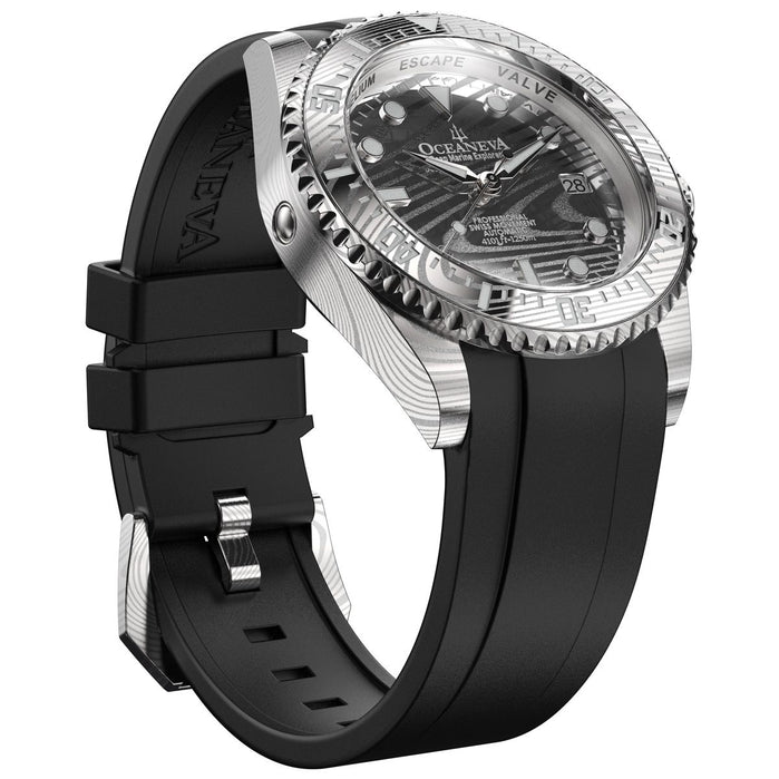 Oceaneva Deep Marine Explorer II Damascus Steel Limited Edition angled shot picture