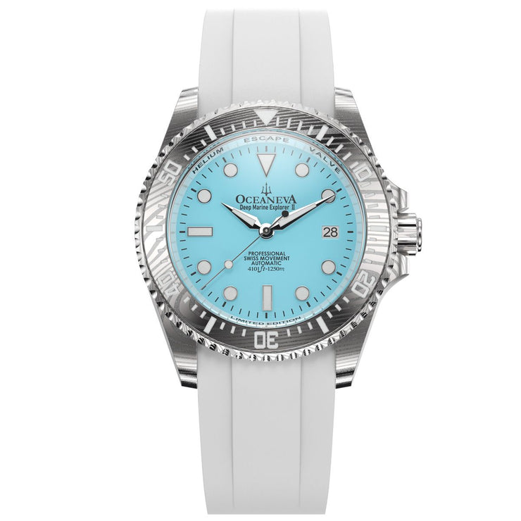 Oceaneva Deep Marine Explorer II Damascus Sky Blue White Limited Edition